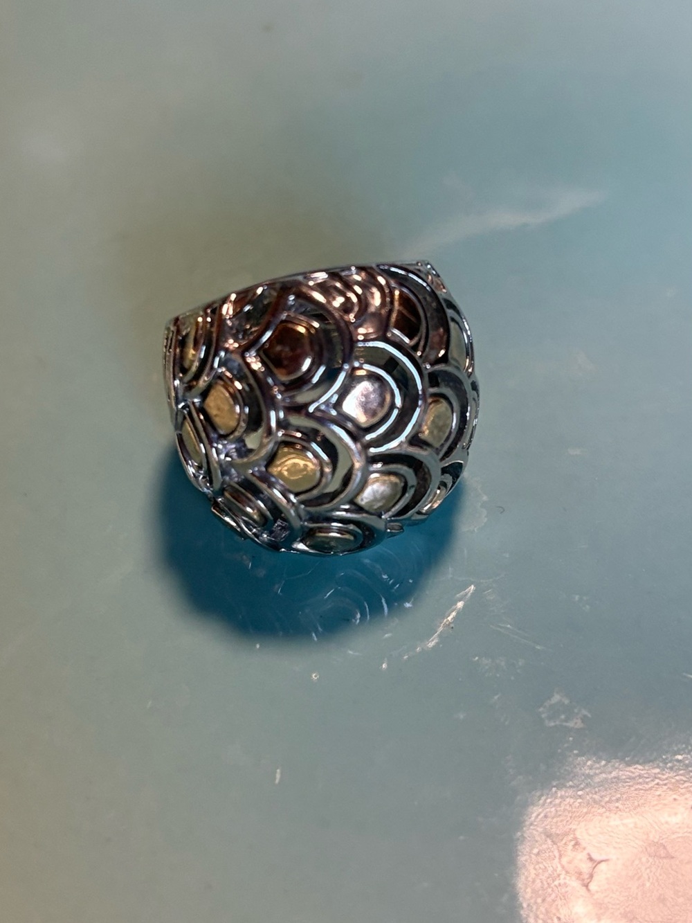 Silver Openwork Dome Ring - Women's Statement Jewelry